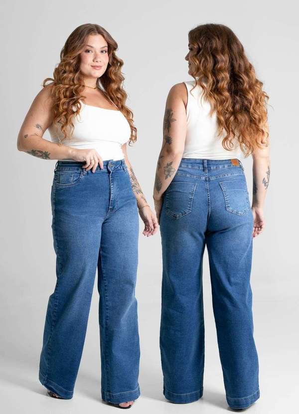 Sawary - Calça Jeans Sawary Plus Size Wide Leg - 280843 Azul 6