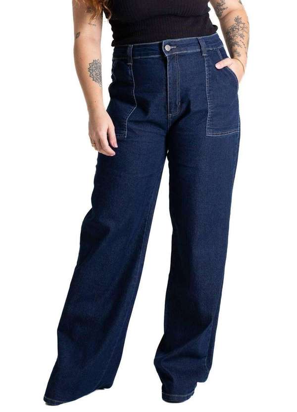 Sawary - Calça Jeans Sawary Plus Size Wide Leg - 281118 Azul