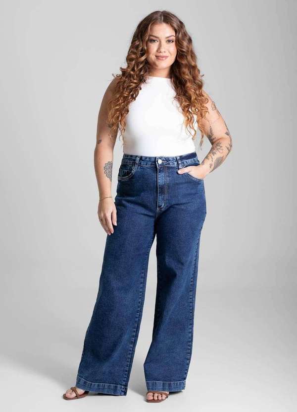 Sawary - Calça Jeans Sawary Plus Size Wide Leg - 282102 Azul 2