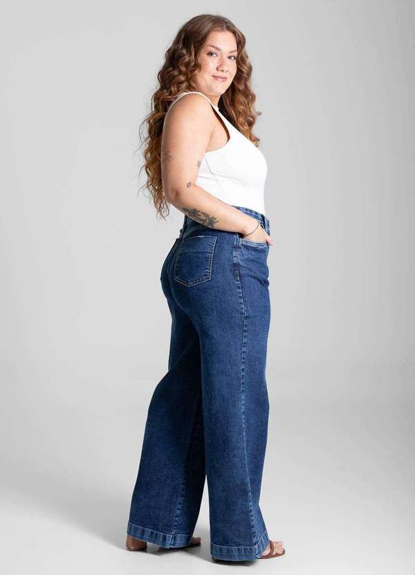 Sawary - Calça Jeans Sawary Plus Size Wide Leg - 282102 Azul 3