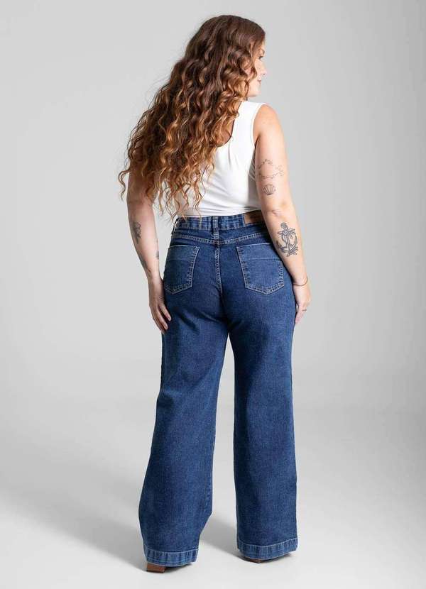 Sawary - Calça Jeans Sawary Plus Size Wide Leg - 282102 Azul 4