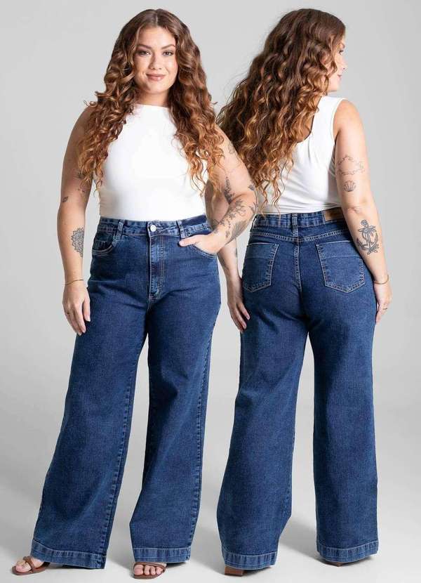Sawary - Calça Jeans Sawary Plus Size Wide Leg - 282102 Azul 6