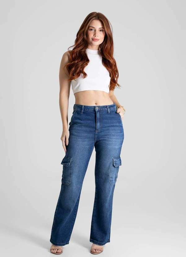Sawary - Calça Jeans Sawary Reta Cargo Petit - 280093 Azul 2