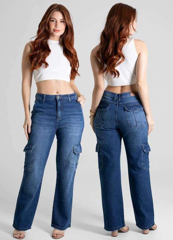 Sawary - Calça Jeans Sawary Reta Cargo Petit - 280093 Azul 6