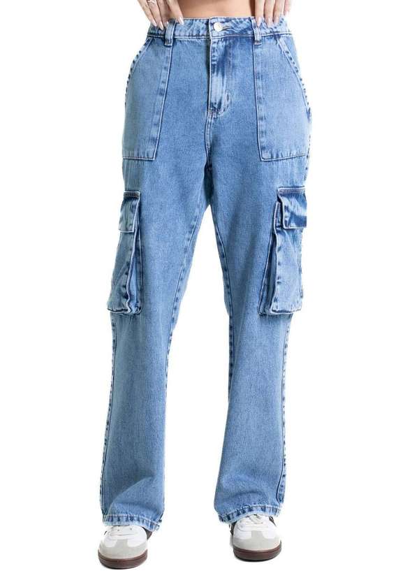 Sawary - Calça Jeans Sawary Reta Cargo Petit - 280491 Azul