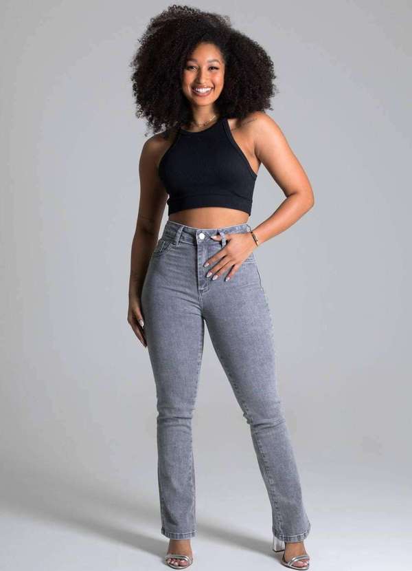 Sawary - Calça Jeans Sawary Reta Cinza 2