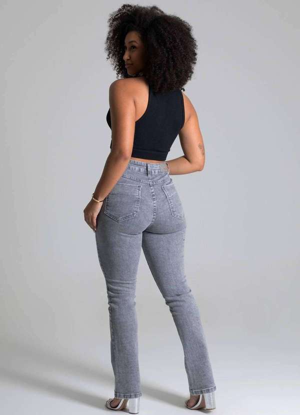 Sawary - Calça Jeans Sawary Reta Cinza 4