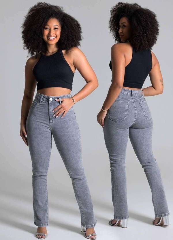 Sawary - Calça Jeans Sawary Reta Cinza 6