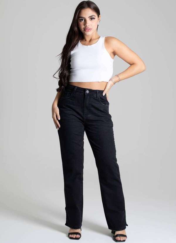 Sawary - Calça Jeans Sawary Reta Preto 2