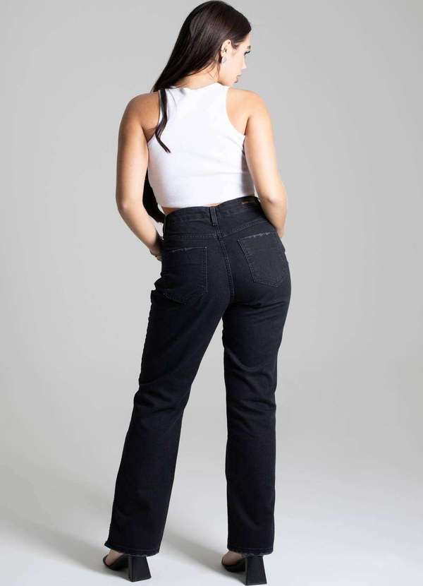 Sawary - Calça Jeans Sawary Reta Preto 4