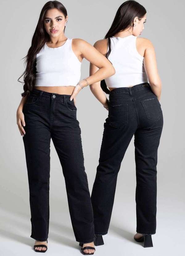 Sawary - Calça Jeans Sawary Reta Preto 6
