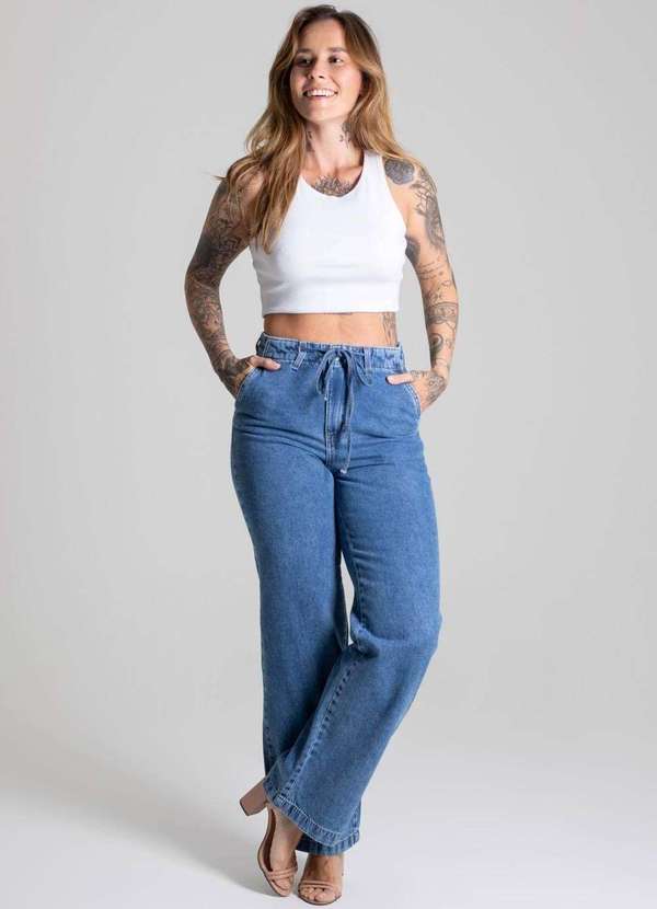 Sawary - Calça Jeans Sawary Wide Leg - 276748 Azul