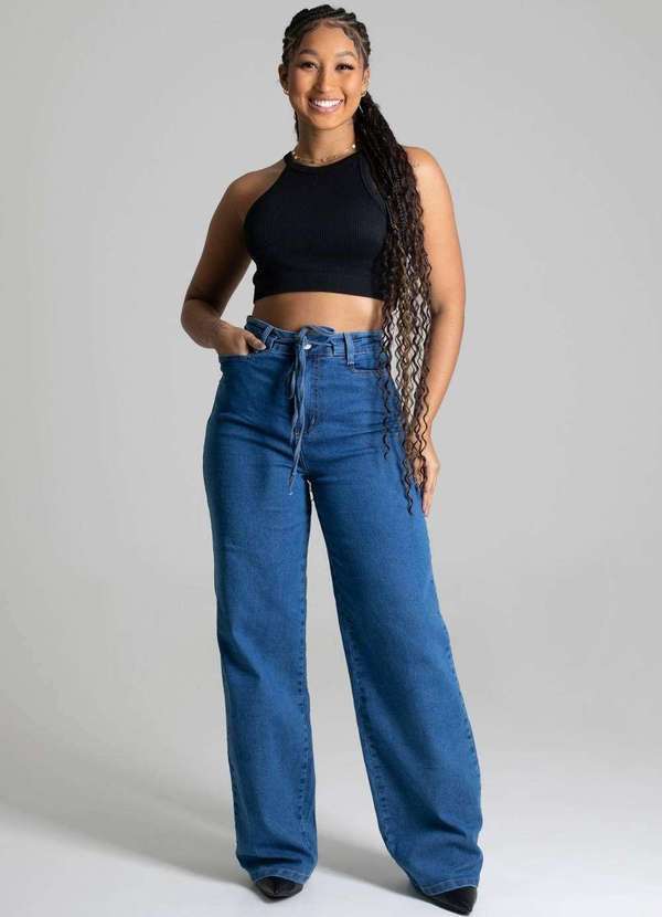 Sawary - Calça Jeans Sawary Wide Leg - 277312 Azul
