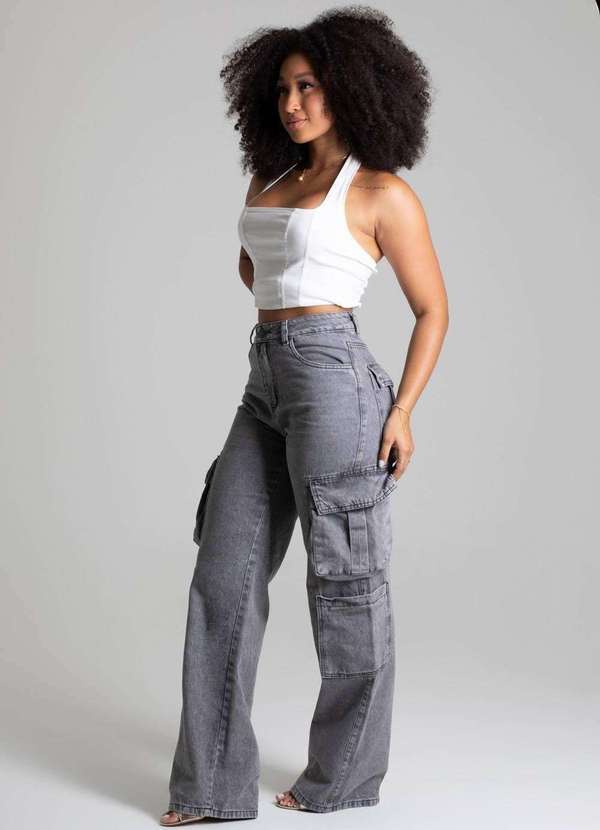 Sawary - Calça Jeans Sawary Wide Leg - 277922 Preto 3