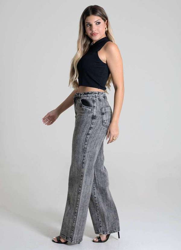 Sawary - Calça Jeans Sawary Wide Leg - 279966 Preto 3