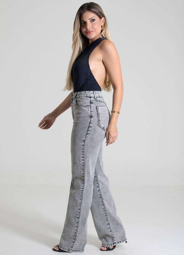 Sawary - Calça Jeans Sawary Wide Leg - 280021 Cinza 3