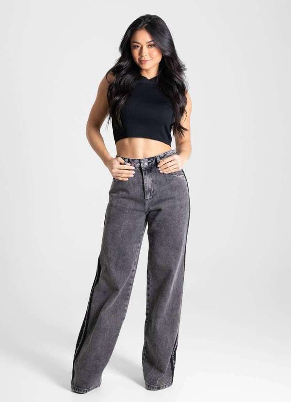 Sawary - Calça Jeans Sawary Wide Leg - 280042 Preto 2