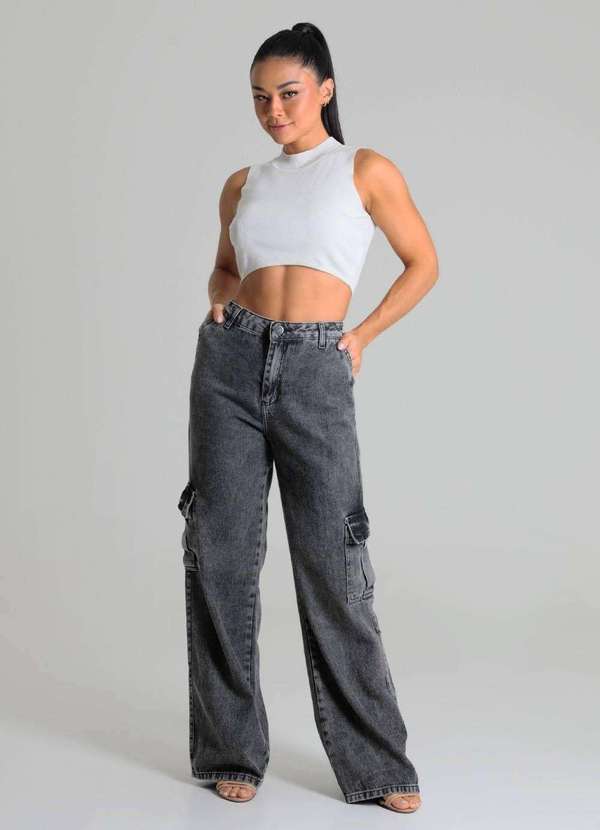 Sawary - Calça Jeans Sawary Wide Leg - 280057 Preto 2