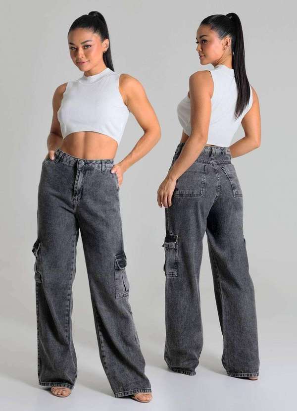 Sawary - Calça Jeans Sawary Wide Leg - 280057 Preto 6