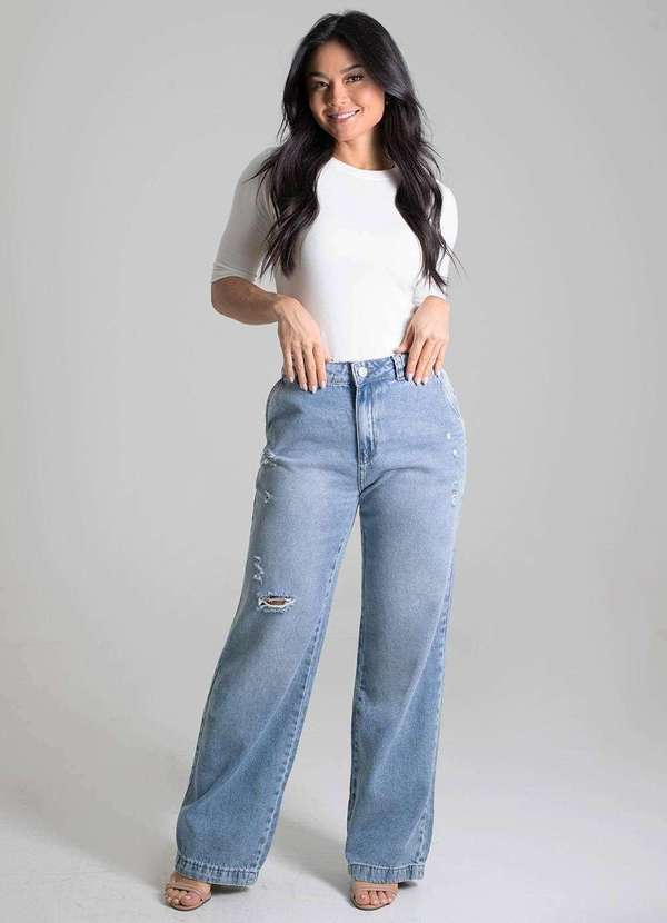 Sawary - Calça Jeans Sawary Wide Leg - 280175 Azul