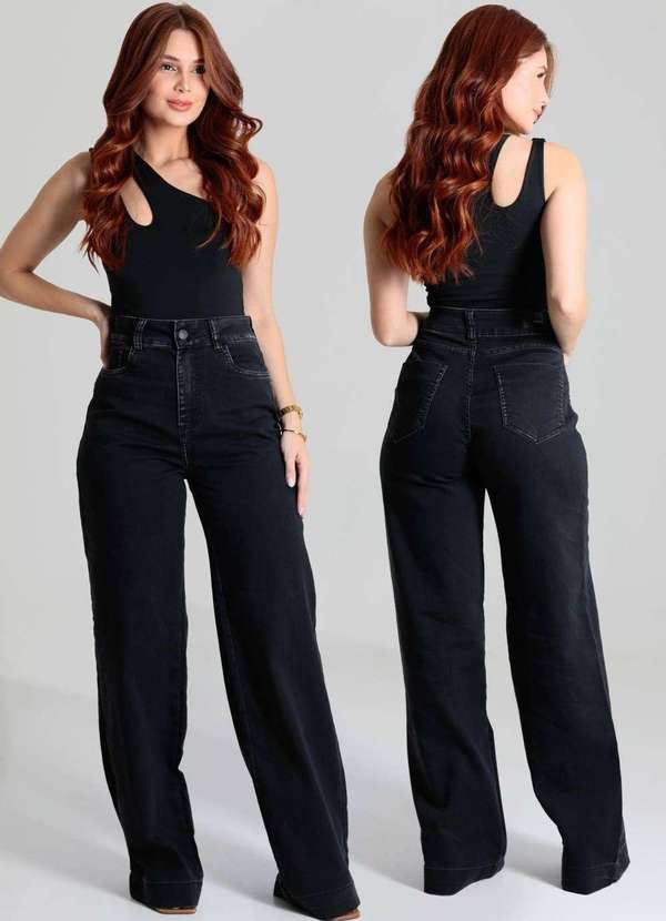 Sawary - Calça Jeans Sawary Wide Leg - 280231 Preto 6