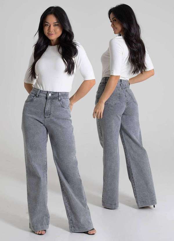 Sawary - Calça Jeans Sawary Wide Leg - 280247 Cinza 3