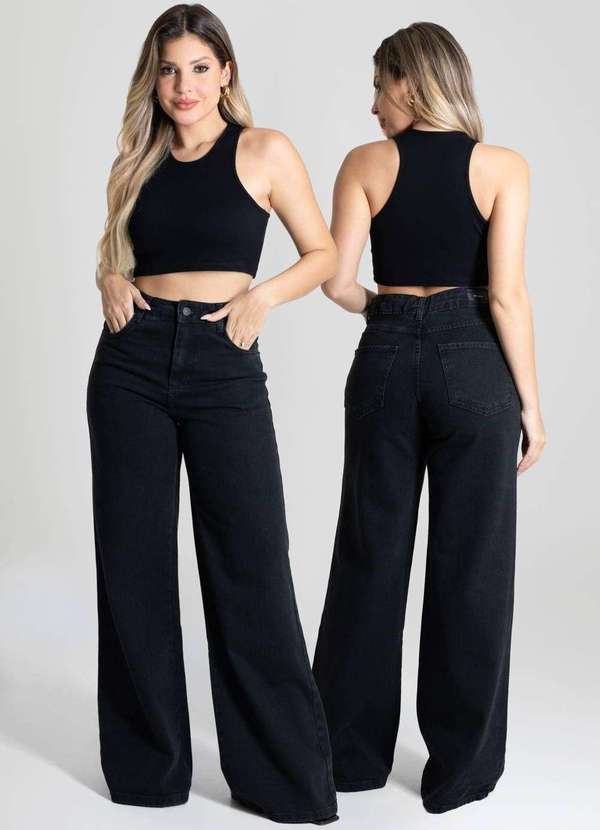Sawary - Calça Jeans Sawary Wide Leg - 280414 Preto 6
