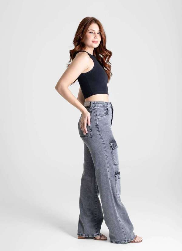 Sawary - Calça Jeans Sawary Wide Leg - 280503 Cinza 3