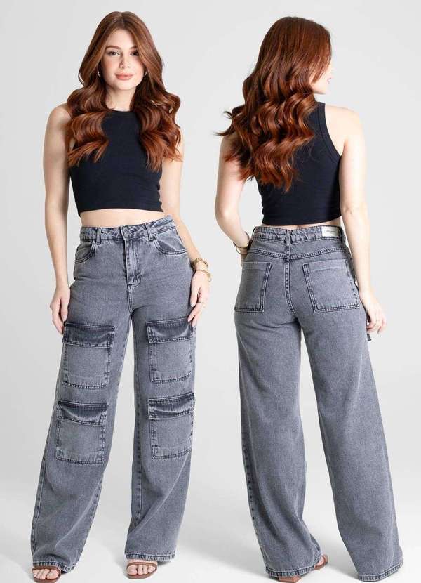 Sawary - Calça Jeans Sawary Wide Leg - 280503 Cinza 6
