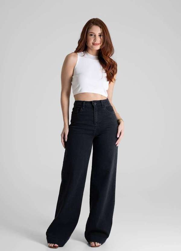 Sawary - Calça Jeans Sawary Wide Leg - 280960 Preto 2