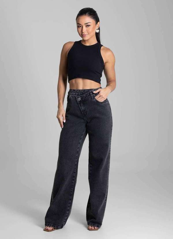 Sawary - Calça Jeans Sawary Wide Leg - 281665 Preto 2