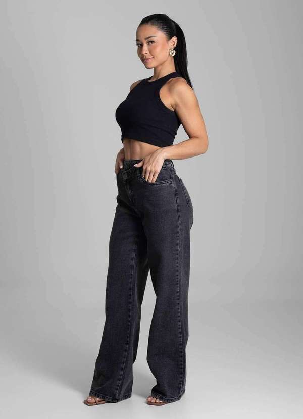 Sawary - Calça Jeans Sawary Wide Leg - 281665 Preto 3