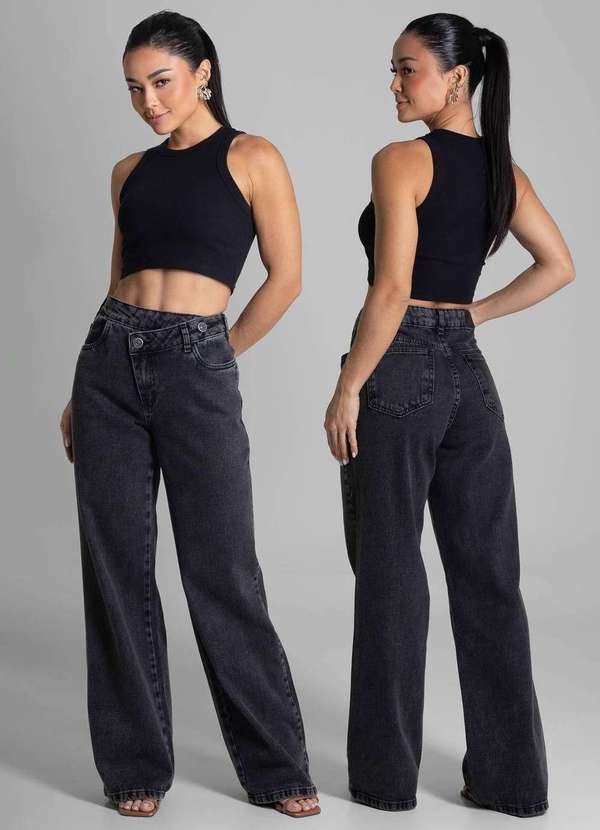 Sawary - Calça Jeans Sawary Wide Leg - 281665 Preto 6