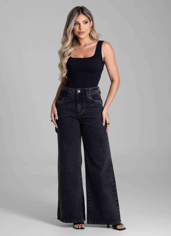 Sawary - Calça Jeans Sawary Wide Leg - 282178 Preto 2