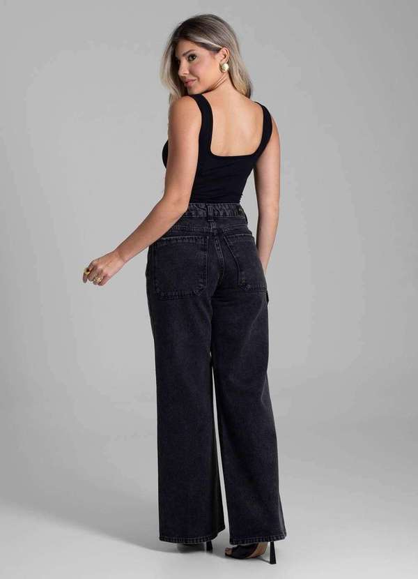 Sawary - Calça Jeans Sawary Wide Leg - 282178 Preto 4