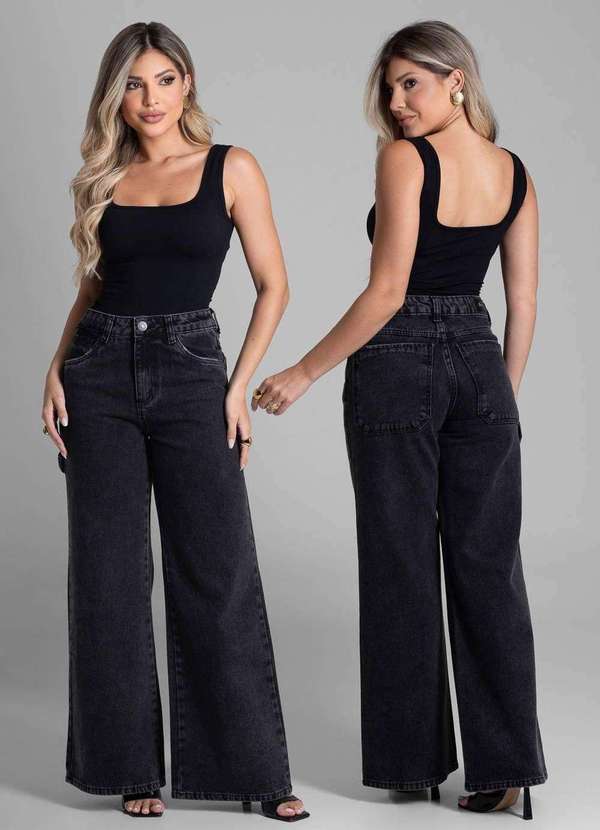 Sawary - Calça Jeans Sawary Wide Leg - 282178 Preto 5