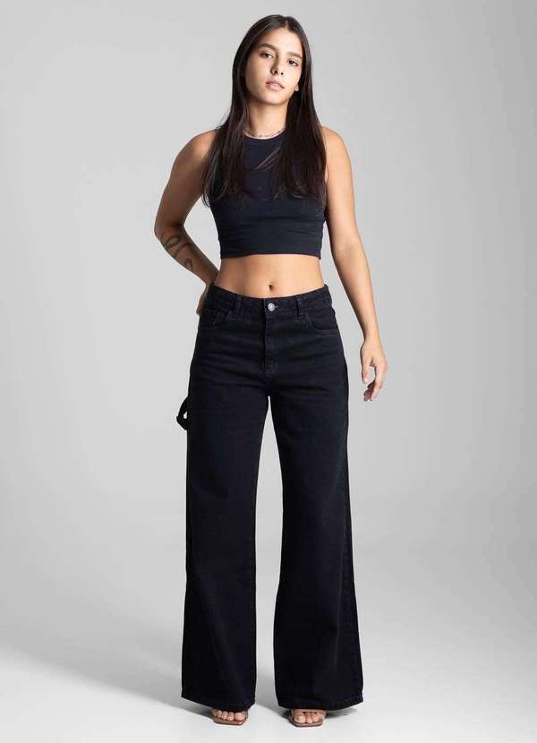 Sawary - Calça Jeans Sawary Wide Leg - 282261 Preto 2