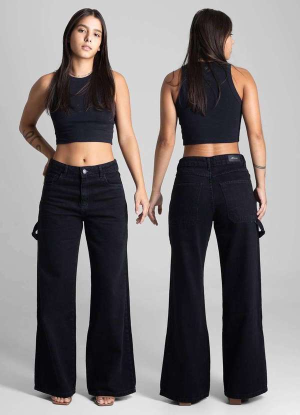 Sawary - Calça Jeans Sawary Wide Leg - 282261 Preto 6