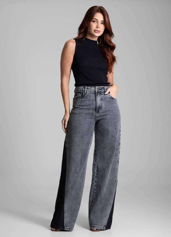 Sawary - Calça Jeans Sawary Wide Leg - 282300 Preto 2