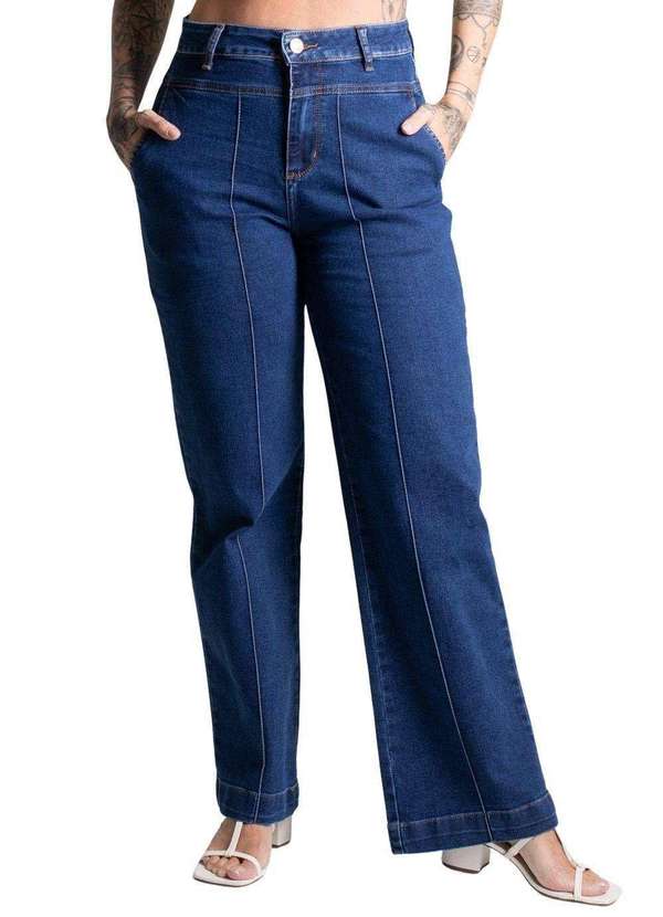 Sawary - Calça Jeans Sawary Wide Leg Azul