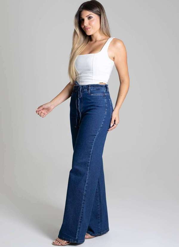 Sawary - Calça Jeans Sawary Wide Leg Azul 2