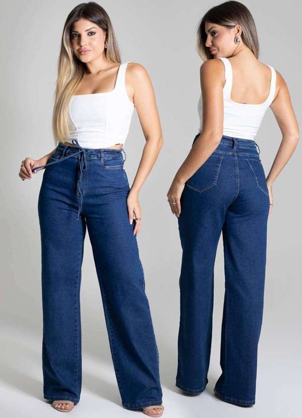 Sawary - Calça Jeans Sawary Wide Leg Azul 5