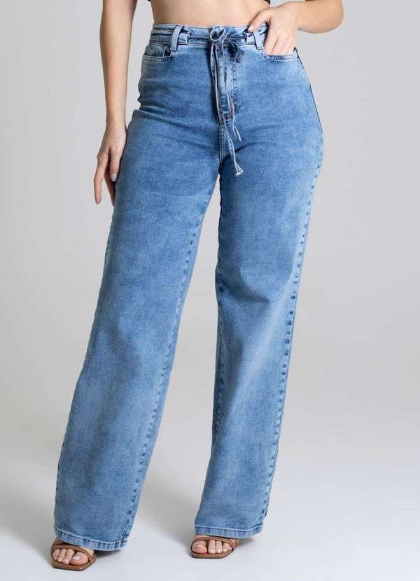 Sawary - Calça Jeans Sawary Wide Leg Azul 4