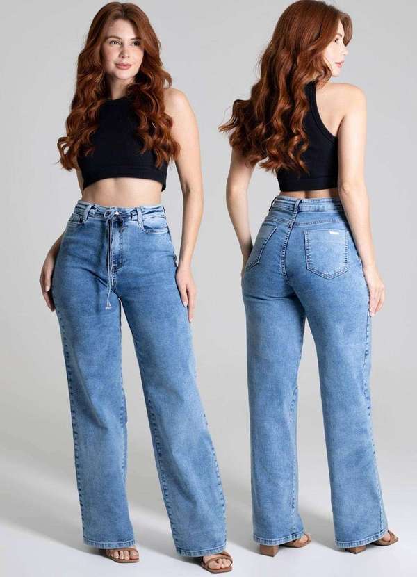 Sawary - Calça Jeans Sawary Wide Leg Azul 5