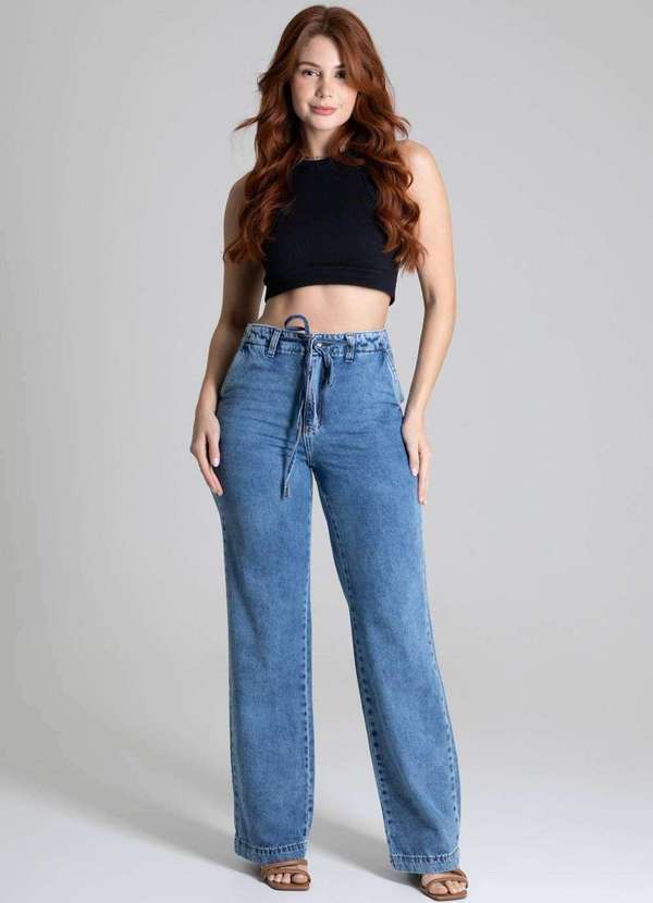 Sawary - Calça Jeans Sawary Wide Leg Azul