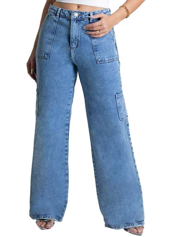 Sawary - Calça Jeans Sawary Wide Leg Azul