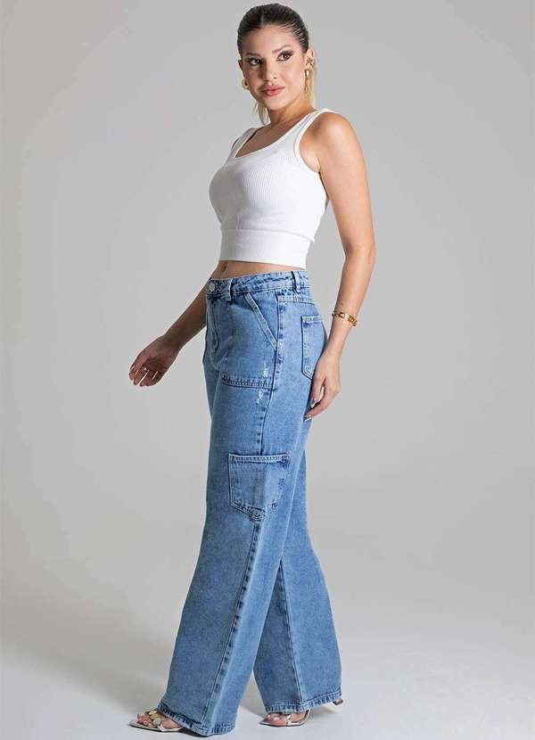 Sawary - Calça Jeans Sawary Wide Leg Azul 3