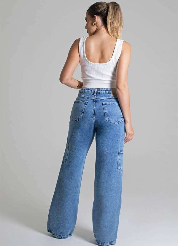 Sawary - Calça Jeans Sawary Wide Leg Azul 4