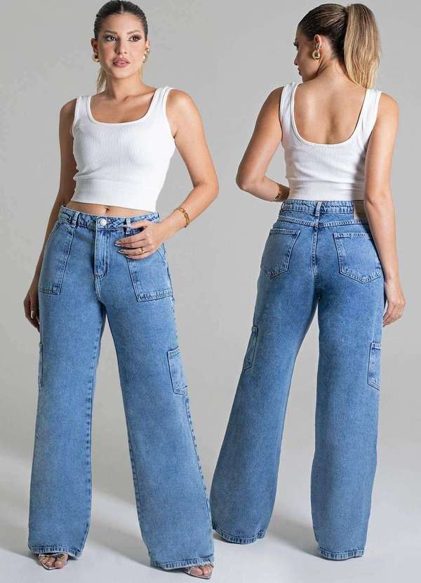 Sawary - Calça Jeans Sawary Wide Leg Azul 6
