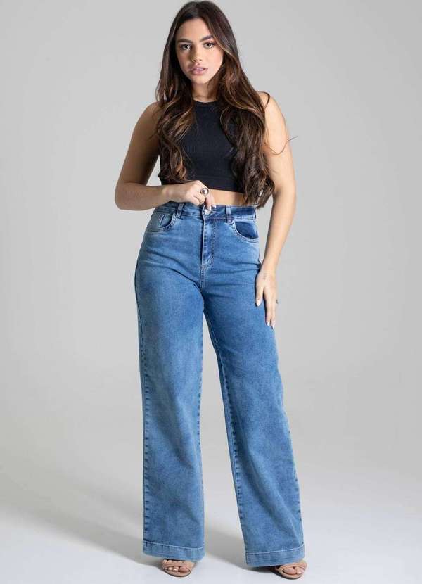 Sawary - Calça Jeans Sawary Wide Leg Azul 2